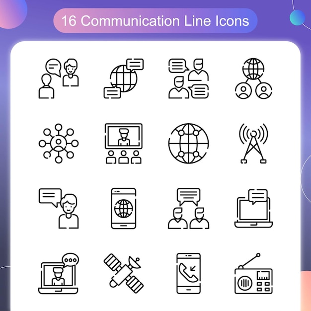 Communication Vector Outline Icon Set 01