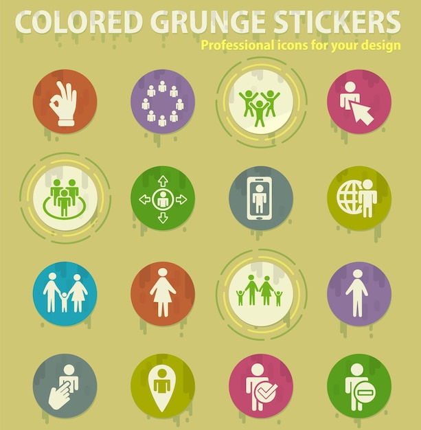 Community colored grunge icons