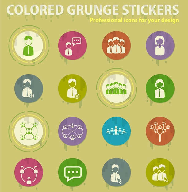 Community colored grunge icons