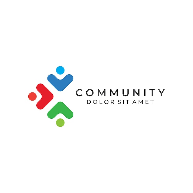 Community logo community network and people checkLogos for teams or groups kindergartens and companies With vector illustration editing