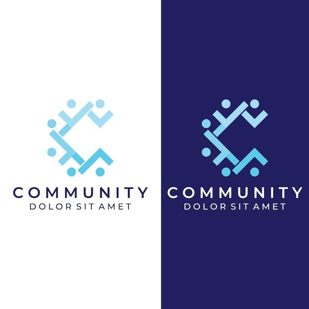 Community logo community network and people checkLogos for teams or groups kindergartens and companies With vector illustration editing