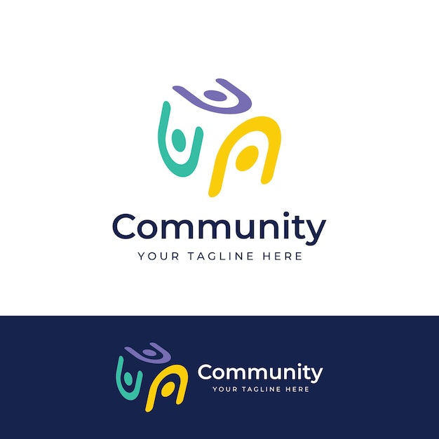 Community logo community network and people checkLogos for teams or groups kindergartens and companies With vector illustration editing