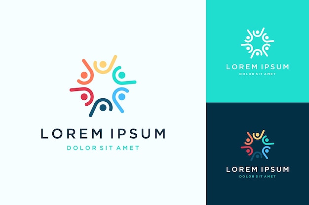 Community logo design, or colorful humans raise their hands and circle