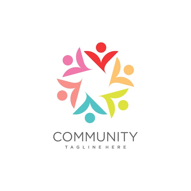 Community logo design concept with abstract style Premium Vector