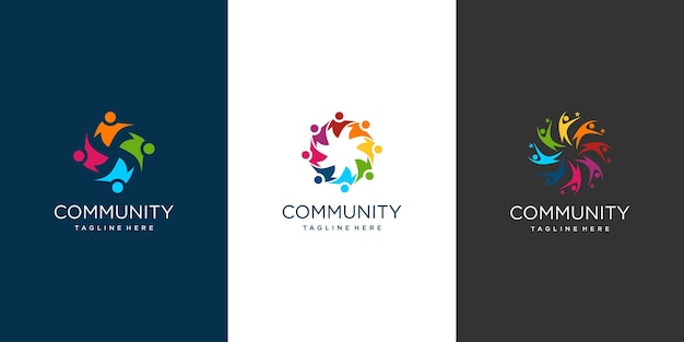 Community logo with creative concept premium vector