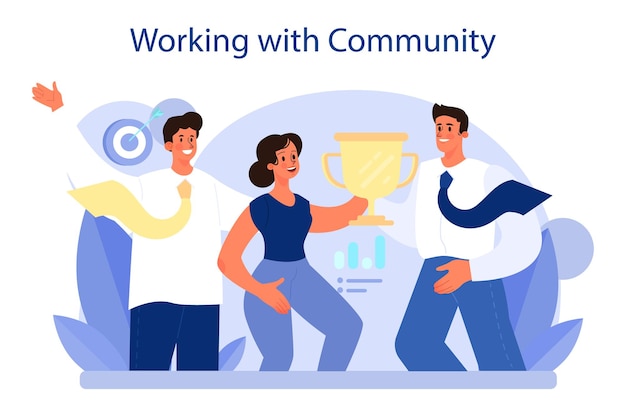 Community working concept. Vector flat illustration