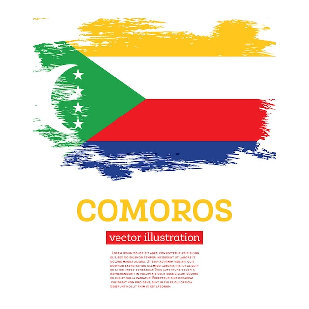 Comoros Flag with Brush Strokes Vector Illustration Independence Day