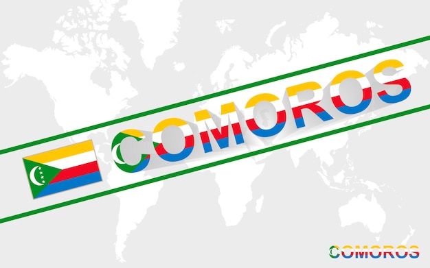 Comoros map flag and text illustration