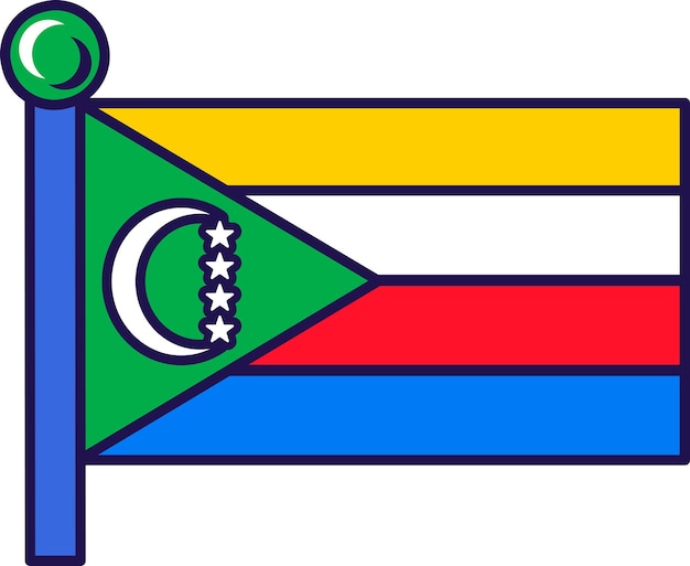 Comoros union nation flag on flagstaff vector