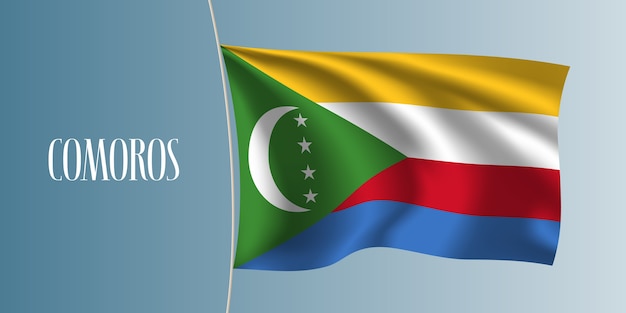 Comoros waving flag. Iconic design element as a national flag