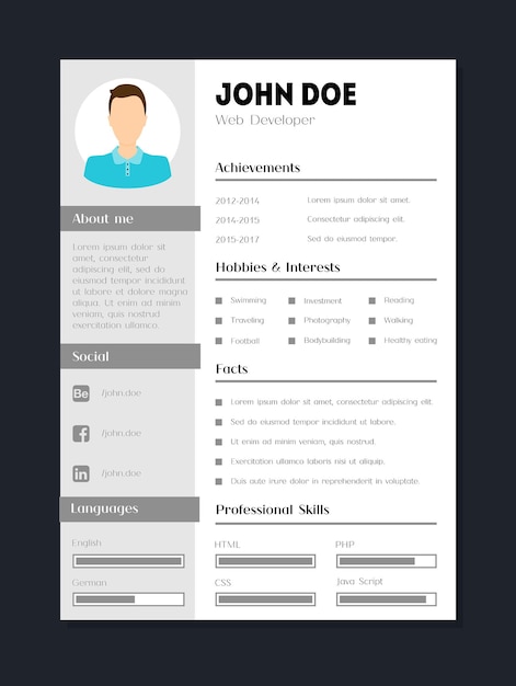 Company Application Cv Resume Template Card Poster Vector