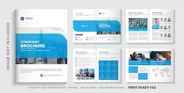 Company brochure template layout with blue accent or blue color rmultipage business brochure design