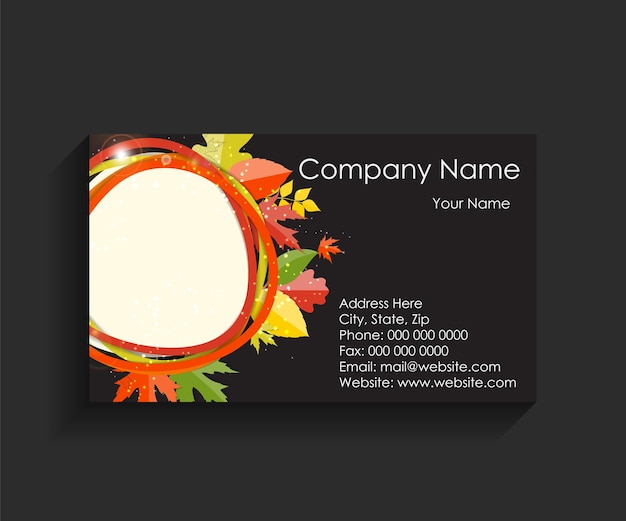 Company Business Card on Black Background. Vector Illustration. EPS10