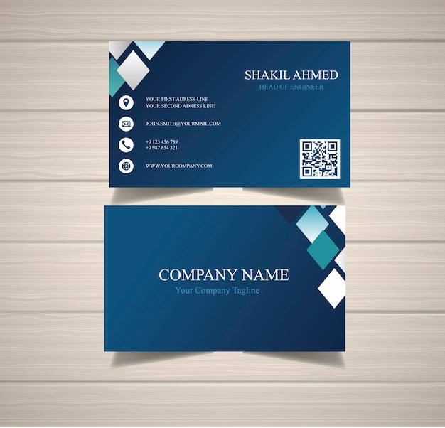 Company business card in blue color Free Vector