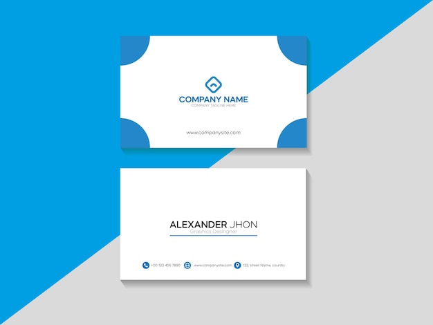 Company business card in blue color