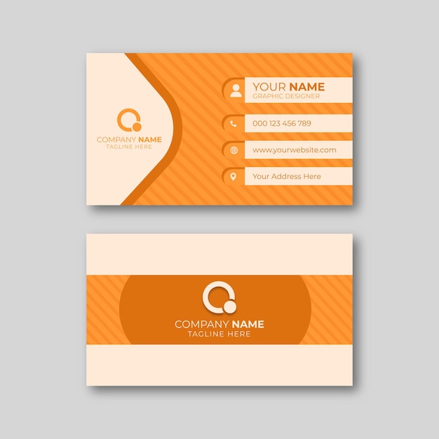 Company business card in orange color