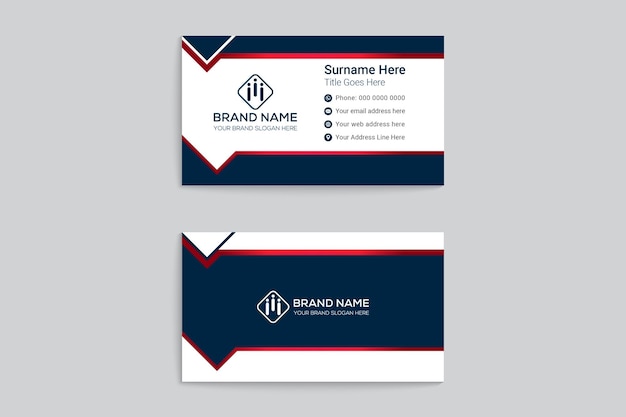 Company business card vector design in blue and red color