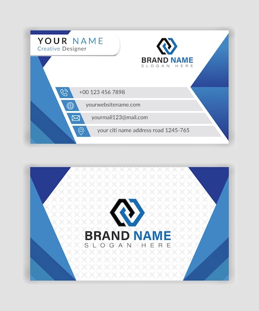 company business card white and blue template