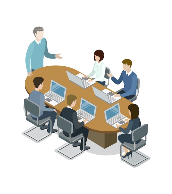 Company business meeting isometric illustration