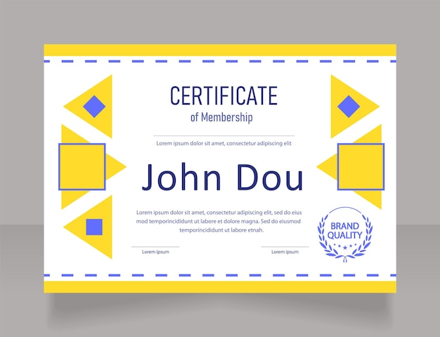 Company certificate design template