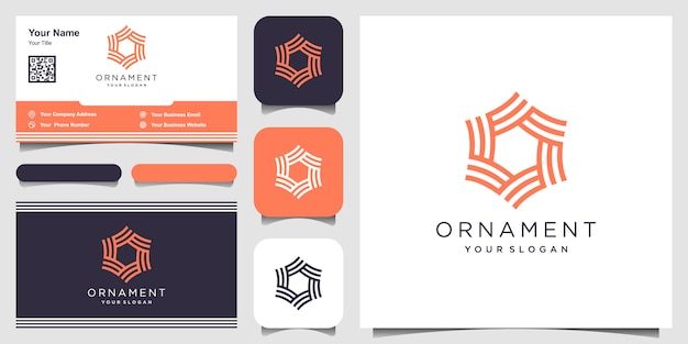 Company    element. Abstract ornament hexagon shaped  symbols. business card 