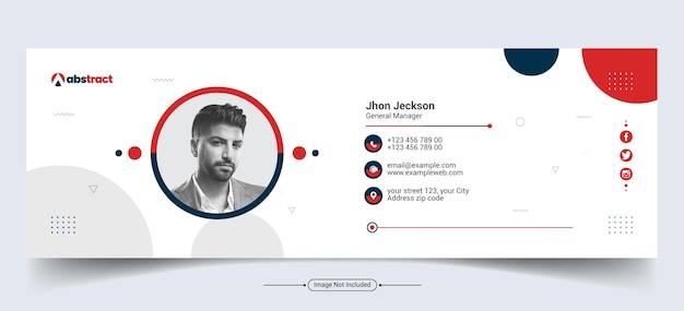 Company email signature template or Email footer and personal social media cover