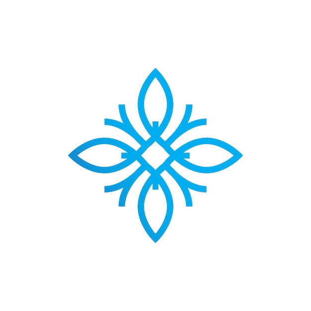 company logo in the form of a simple symmetrical line flower.