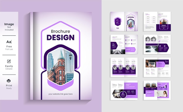 Company profile brochure template layout design, colorful shape minimalist business brochure