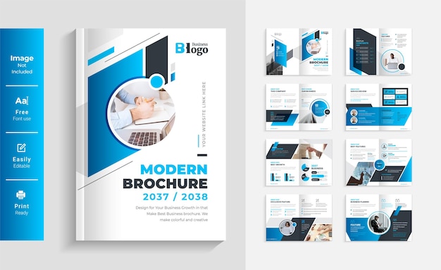 Company profile brochure template layout design colorful shape minimalist modern business brochure