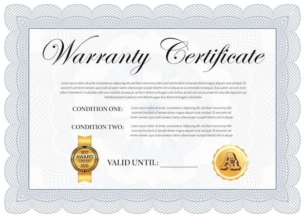 Company quality warranty certificate template