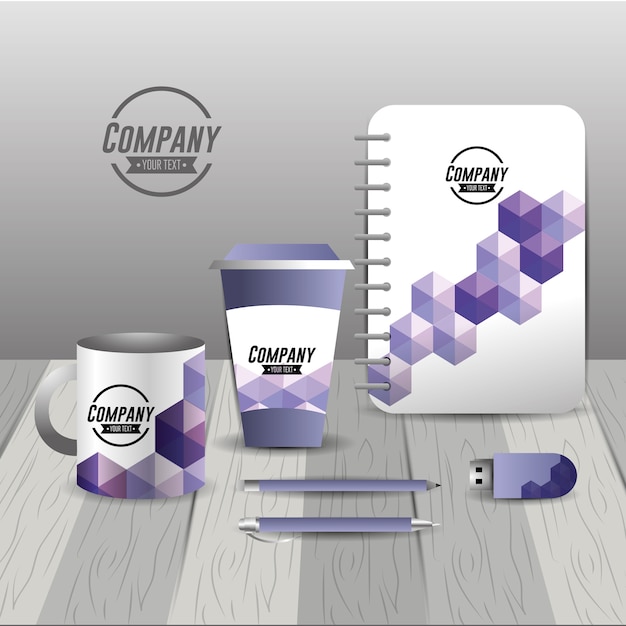 Company stationary template with business papers