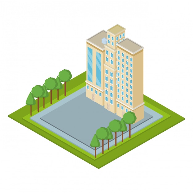 Company tower building isometric 