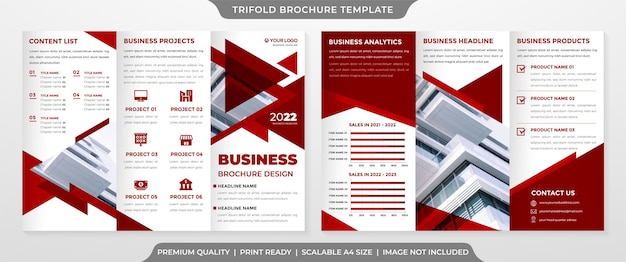 company trifold brochure template with modern and abstract style