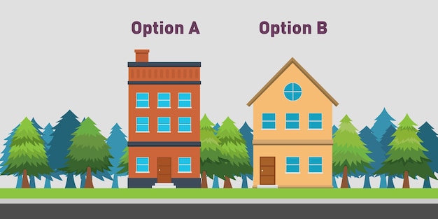 compare between two house to buy with option A and B