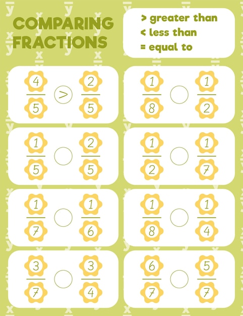 Comparing fractions worksheet math practice print page Count and write