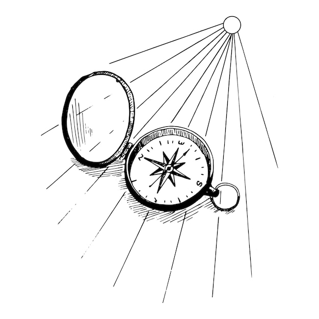 Compass hand drawn sketch vector illustration isolated on white