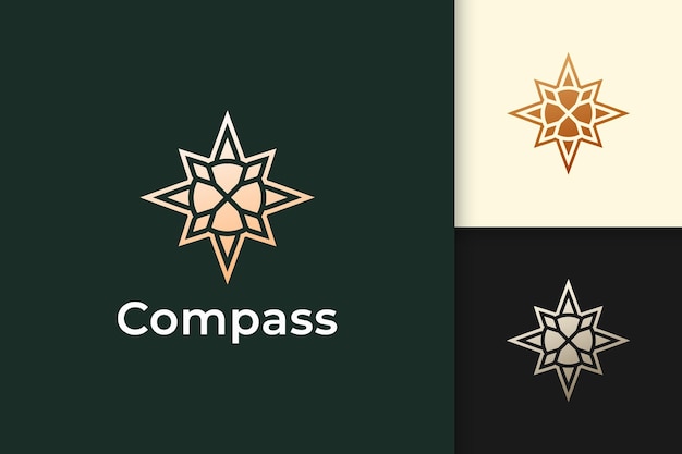 Compass logo in modern and luxury style with gold color