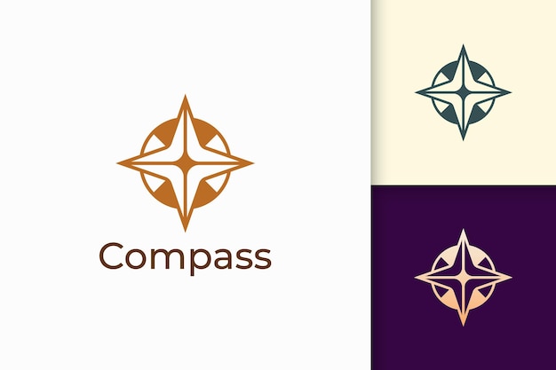 Compass logo in modern shape represent adventure and survival