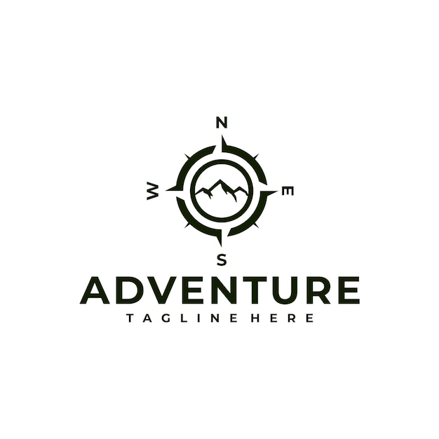 Compass Mountain Adventure Symbol Logo Design