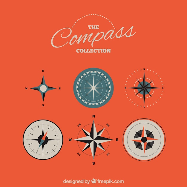 Vector compass pack in flat style