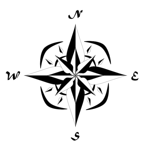 Compass rose lotus flower concept