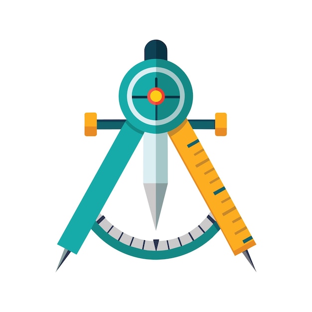 Vector compass ruler flat illustration on white background