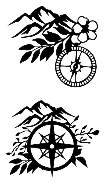 Compass Vector, Clip Art, Black and White