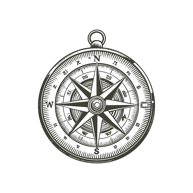 Vector compass vector engraving hand drawn illustration