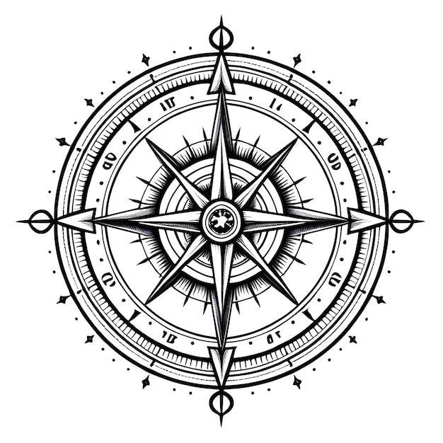 Compass Vector Tattoo Black and White Compass Silhouette Vector Tattoo Illustration