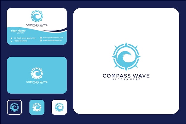 compass wave logo design and business card