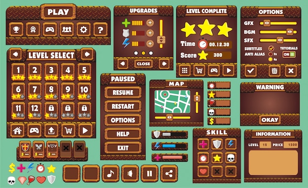 Complete set of graphical user interface to build games and applications