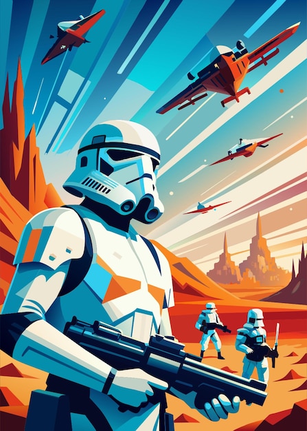 Vector complete the swarm mission as a stormtrooper vector illustration flat 2