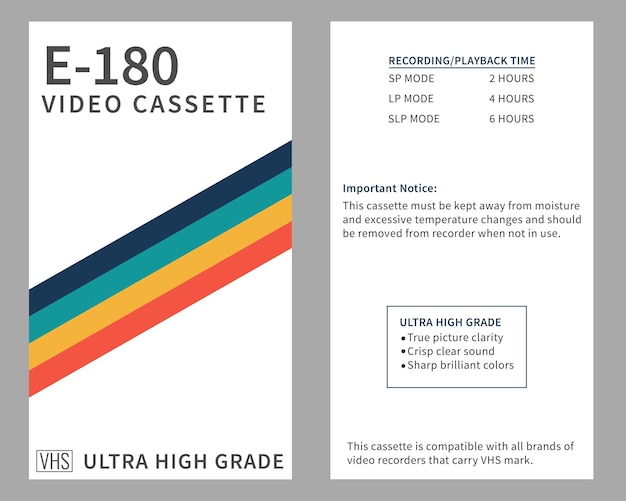 Complete VHS Cassette Cover in White