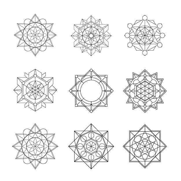 Vector complex sacred geometry mandala bundle vector illustration clipart